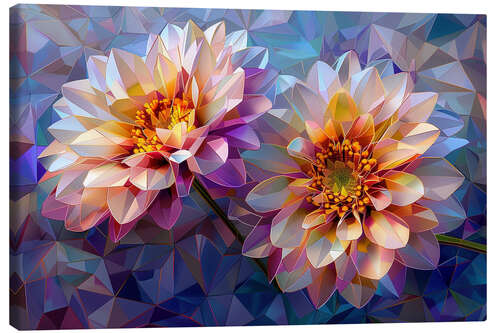 Tableau sur toile White Flowers on Blue