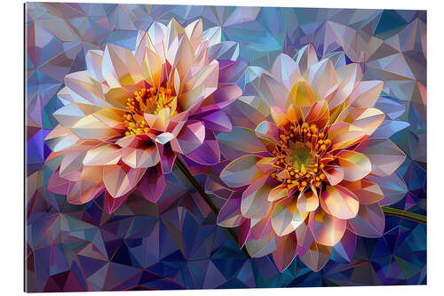 Tableau en plexi-alu White Flowers on Blue