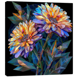 Lienzo Yellow Asters on Black - Maria Tuzhilkina
