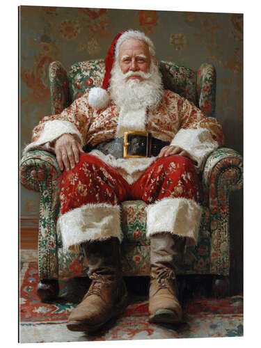 Stampa su plexi-alluminio Santa Claus resting in an armchair