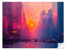 Wandsticker Sonnenuntergangsflüstern zwischen Türmen