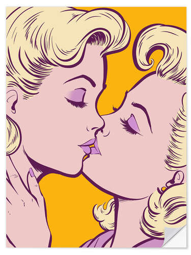 Sticker mural Girls Kiss