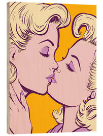 Stampa su legno Girls Kiss