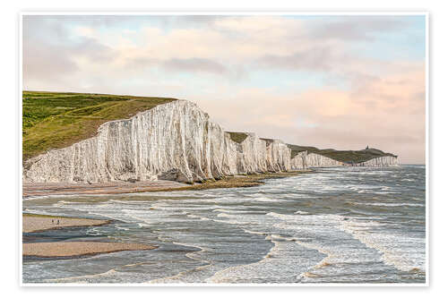 Poster Seven Sisters chalk cliffs, England