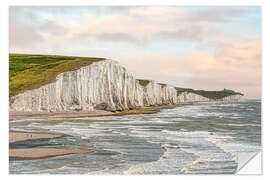 Självhäftande poster Seven Sisters chalk cliffs, England