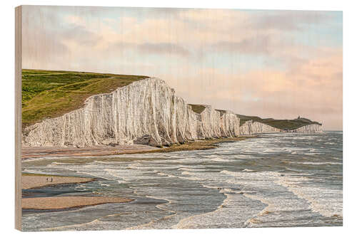 Wood print Seven Sisters chalk cliffs, England