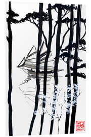 Hartschaumbild Piroge auf dem Fluss