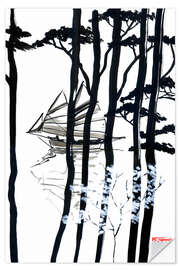 Wandsticker Piroge auf dem Fluss