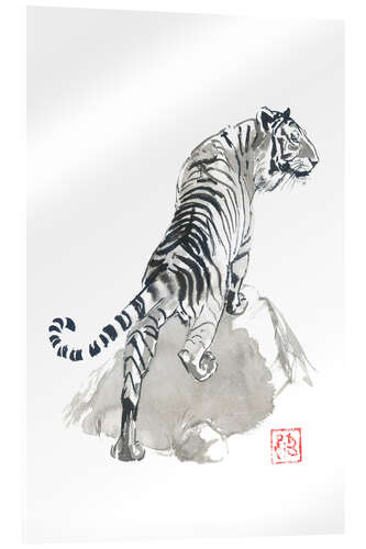 Akrylbilde Tiger on the rocks