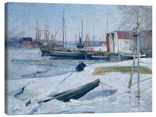 Canvas print Winter in the harbor, Oslofjord, 1880
