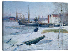 Canvas print Winter in the harbor, Oslofjord, 1880