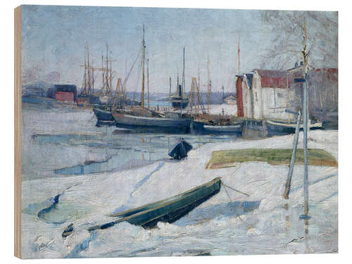 Print på træ Winter in the harbor, Oslofjord, 1880