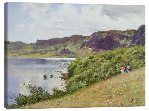 Canvas print Two ladies strolling through the Norwegian landscape, 1883