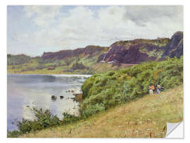 Wandsticker Zwei Damen spazieren durch die norwegische Landschaft, 1883