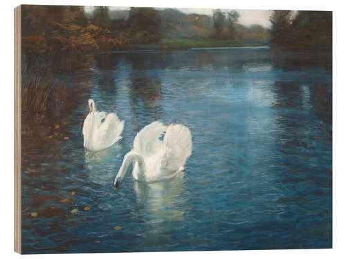 Tableau en bois Swans on the River, 1880