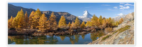 Juliste Grindjisee Panorama in autumn with view of the Matterhorn