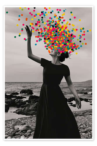 Póster Confetti rain on the beach of happiness