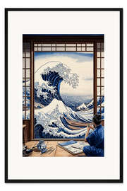 Gerahmter Kunstdruck Die Entstehung der Großen Welle von Kanagawa - Frank Daske