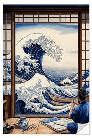 Wandsticker Die Entstehung der Großen Welle von Kanagawa