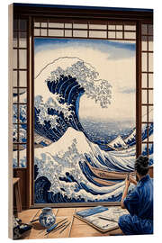 Cuadro de madera Making of the Great Wave of Kanagawa - Frank Daske
