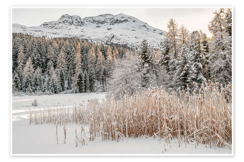 Poster Winter landscape at Lake Staz, Engadin, Switzerland