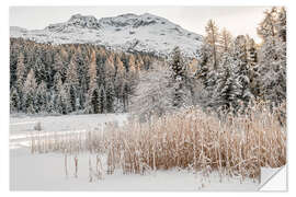 Wandsticker Winterlandschaft am Stazersee, Engadin, Schweiz