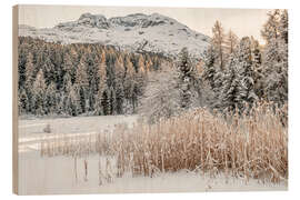 Trätavla Winter landscape at Lake Staz, Engadin, Switzerland - Olaf Protze