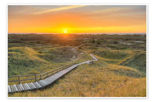 Poster Blick von der Setzerdüne in Norddorf auf Amrum
