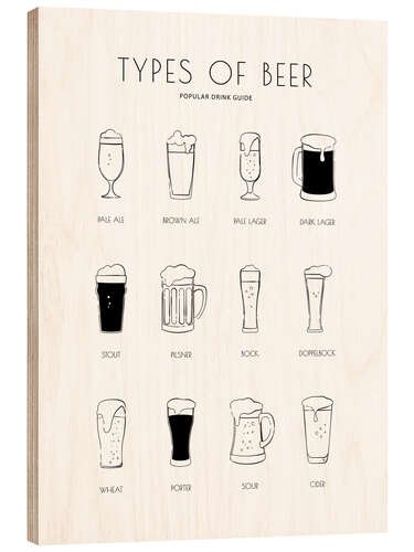 Obraz na drewnie Types of beer chart