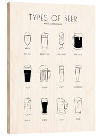 Tableau en bois Types of beer chart - Martina illustration