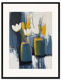 Stampa artistica con cornice Three white tulips