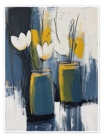 Plakat Three white tulips