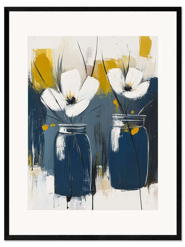 Stampa artistica con cornice Two white flowers