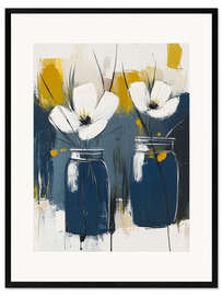 Innrammet kunsttrykk Two white flowers