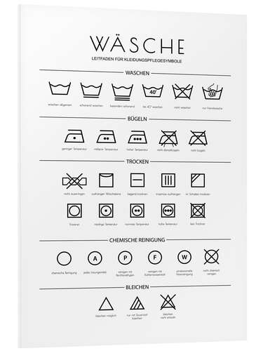 Tableau en PVC Anweisungen für die Wäsche