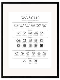 Impression artistique encadrée Anweisungen für die Wäsche - Martina illustration