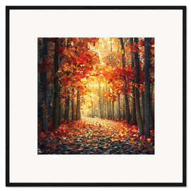Gerahmter Kunstdruck Herbstwald
