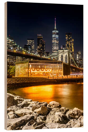 Tableau en bois Manhattan Impression from Brooklyn, NY