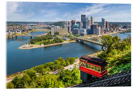 Akryylilasitaulu Pittsburgh Skyline mit Duquesne Incline - Melanie Viola