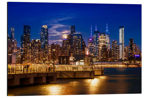 Stampa su alluminio Midtown Manhattan skyline with full moon