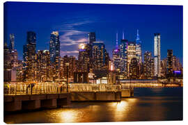 Quadro em tela Midtown Manhattan skyline with full moon - Melanie Viola
