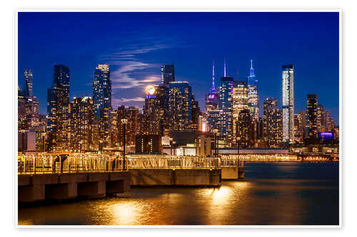 Poster Midtown Manhattan skyline with full moon