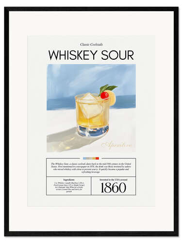 Impression artistique encadrée Classic Cocktails: Whiskey Sour, 1860