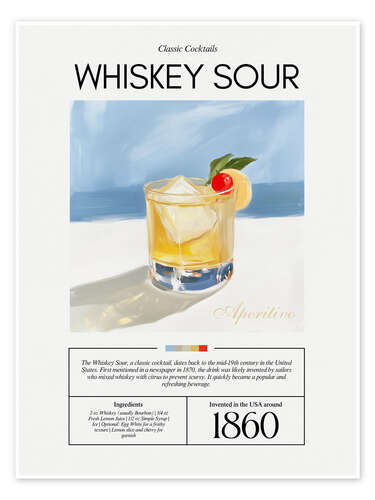 Póster Classic Cocktails: Whiskey Sour, 1860