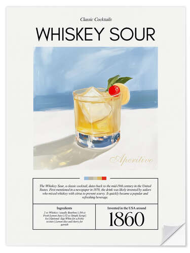 Wandsticker Classic Cocktails: Whiskey Sour, 1860