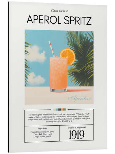 Tableau en aluminium Classic Cocktails: Aperol Spritz, 1919