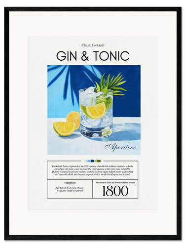 Impression artistique encadrée Classic Cocktails: Gin and Tonic