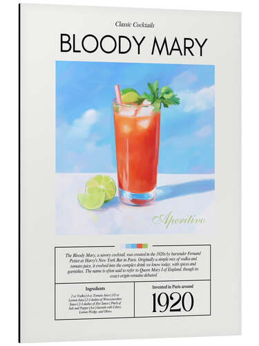 Tableau en aluminium Classic Cocktails: Bloody Mary, 1920