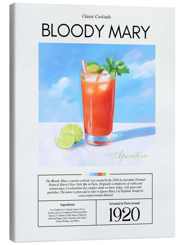 Stampa su tela Classic Cocktails: Bloody Mary, 1920