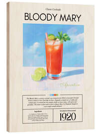 Tableau en bois Classic Cocktails: Bloody Mary, 1920